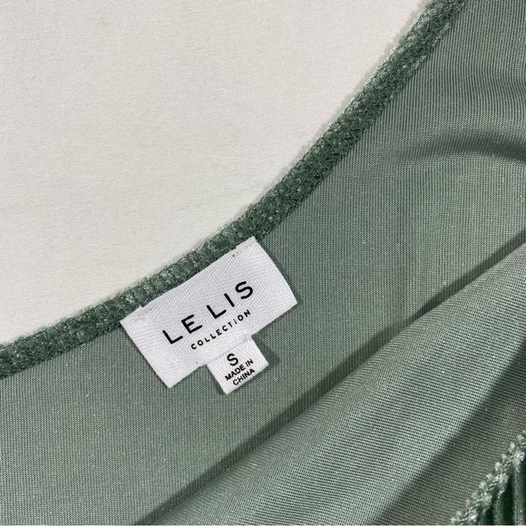 Le Lis Green Asymmetrical Bodysuit Long Sleeve suede One Arm Thong Soft … - Picture 2 of 8